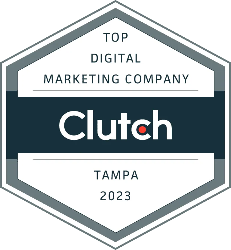 Clutch Top Digital Marketing Company Tampa 2023 award badge