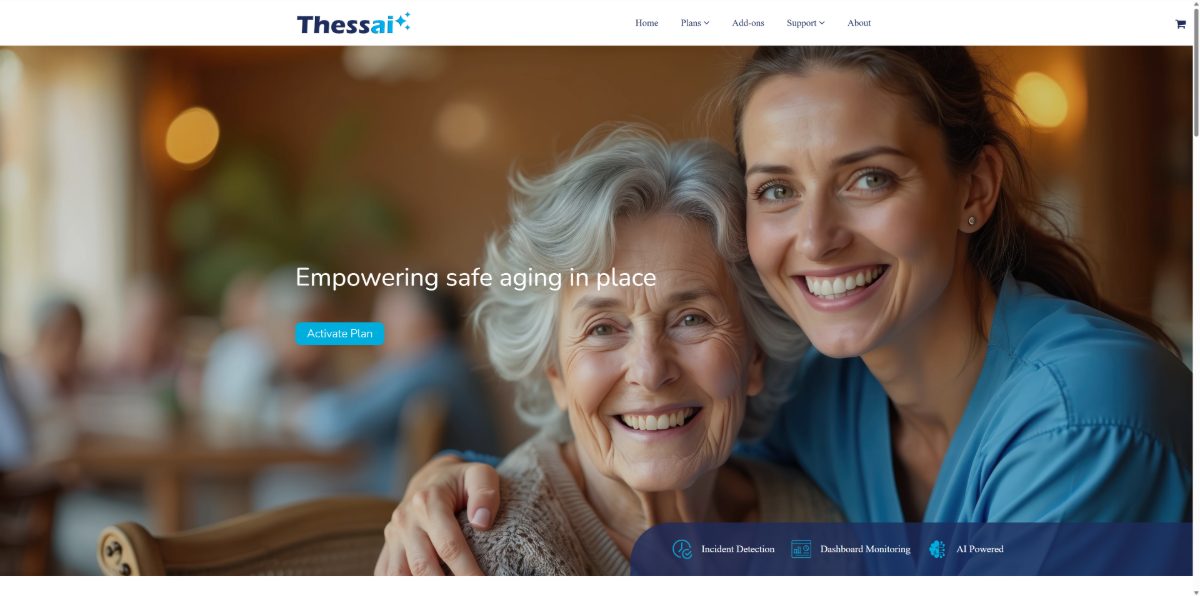 Thessai storefront — Shopify build selling AI-powered aging-in-place care plans